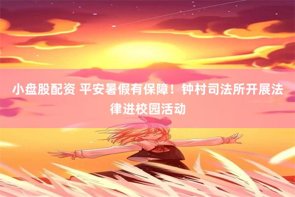 小盘股配资 平安暑假有保障！钟村司法所开展法律进校园活动