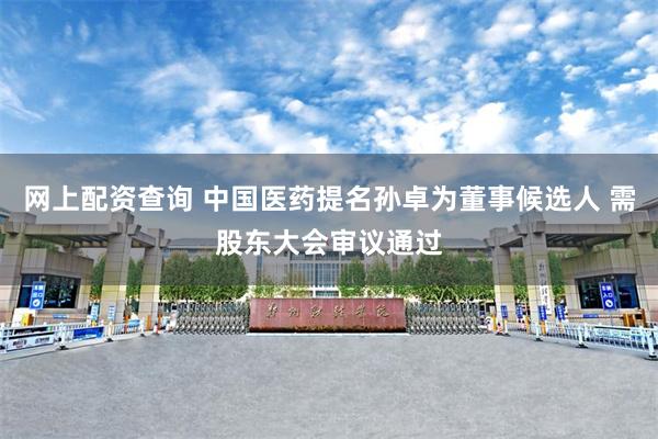 网上配资查询 中国医药提名孙卓为董事候选人 需股东大会审议通过