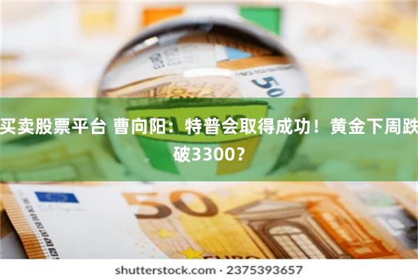 买卖股票平台 曹向阳：特普会取得成功！黄金下周跌破3300？