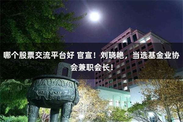 哪个股票交流平台好 官宣！刘晓艳，当选基金业协会兼职会长！
