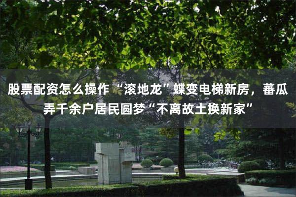 股票配资怎么操作 “滚地龙”蝶变电梯新房，蕃瓜弄千余户居民圆梦“不离故土换新家”
