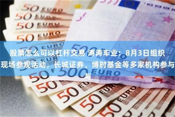 股票怎么可以杠杆交易 涛涛车业：8月3日组织现场参观活动，长城证券、博时基金等多家机构参与