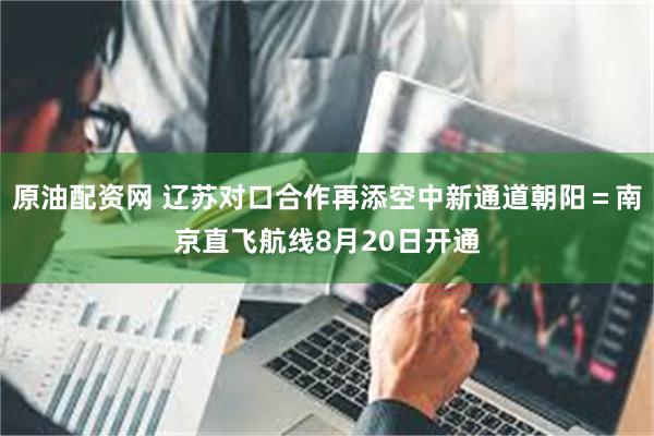 原油配资网 辽苏对口合作再添空中新通道朝阳＝南京直飞航线8月20日开通
