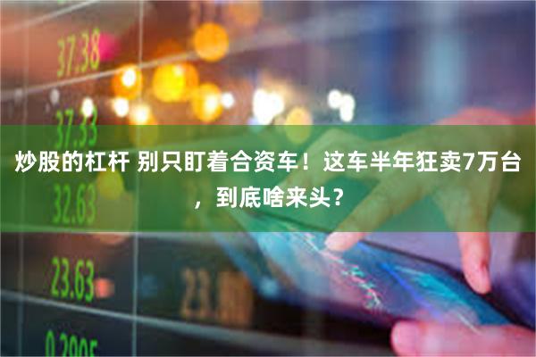 炒股的杠杆 别只盯着合资车！这车半年狂卖7万台，到底啥来头？