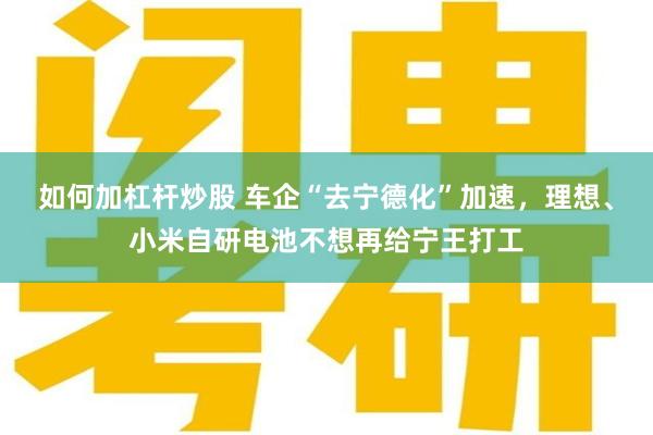 如何加杠杆炒股 车企“去宁德化”加速，理想、小米自研电池不想再给宁王打工
